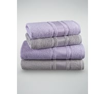 Полотенца махровые DIANA Амелия, Светло-серый/Фиалка, 50x80 см (2 шт.), 70x130 см (2 шт.) ПМАмD-СсФ-50-70-2-2