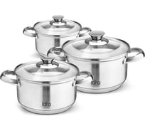 Набор посуды Lara ЧИКАГО, 6 пр. кастр. 1.7л, 3.4л, 5.9л стеклян. крышки LR02-77