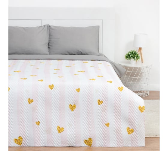 Покрывало Экономь и Я Golden hearts 1,5 спальное, 150х210±5 см, 100% полиэстер, 190 гр/м2 9229676