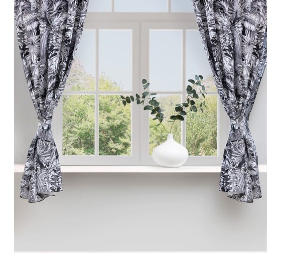 Комплект штор для кухни с подхватами Этель Palm leaves 149x180 см - 2 шт 9322475 1