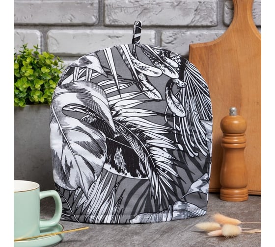 Грелка на чайник Этель Palm leaves 28x28 см, 100% хл, саржа 190 г/м2 9322477 1