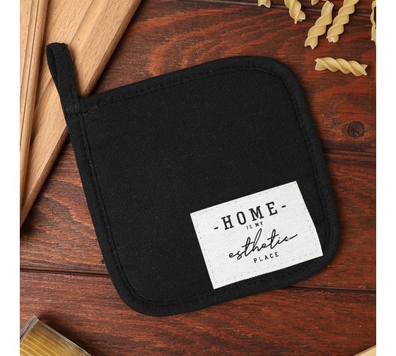 Прихватка Этель "Номе" цвет черный 16x16см 50%хл, 50%лен 10068899 1