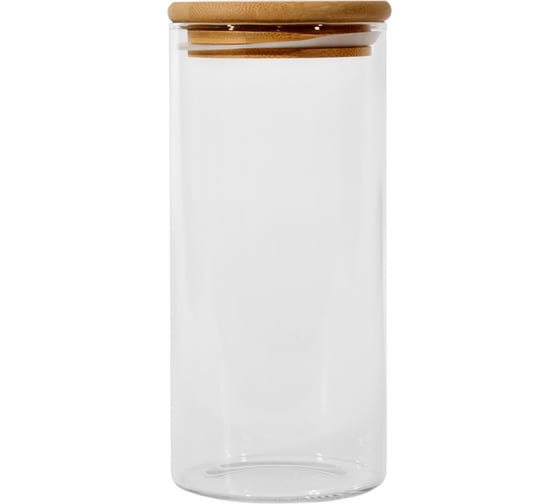 Банка для сыпучих продуктов с бамбуковой крышкой ЭЛЕТЕХ (950ml, ф80x225 мм) [ИМ] 4840900010 1