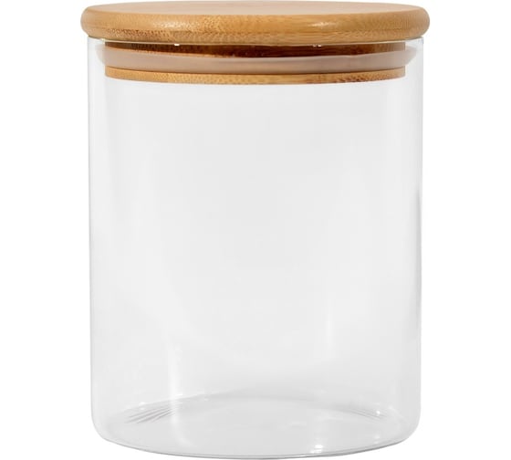 Банка для сыпучих продуктов с бамбуковой крышкой ЭЛЕТЕХ (700ml, ф90x125 мм) 4840900013