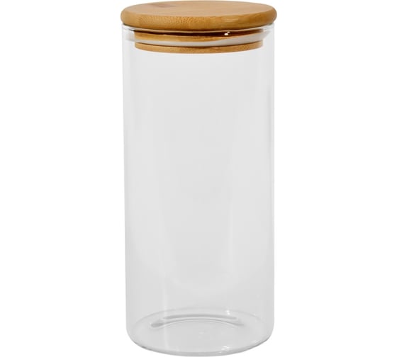 Банка для сыпучих продуктов с бамбуковой крышкой ЭЛЕТЕХ (1250ml, ф90x225 мм) 4840900016 1