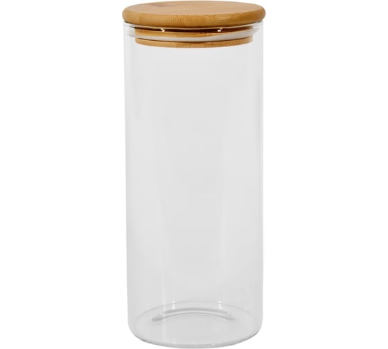 Банка для сыпучих продуктов с бамбуковой крышкой ЭЛЕТЕХ (1450ml, ф90x260 мм) 4840900017 1