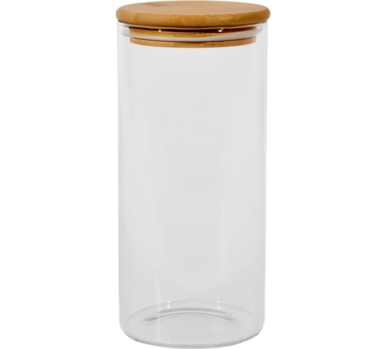 Банка для сыпучих продуктов с бамбуковой крышкой ЭЛЕТЕХ (1750ml, ф100x260 мм) 4840900025 1