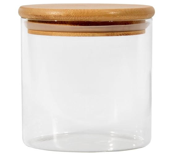 Банка для сыпучих продуктов с бамбуковой крышкой ЭЛЕТЕХ (500ml, ф90x90 мм) [ИМ] 4840900011 1