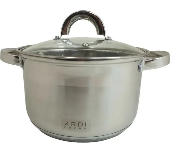 Кастрюля ARDI Kuche AR-211 из нержавеющей стали со стеклянной крышкой, объем 3.9 л 6 00-00016428