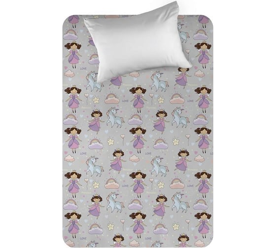 Простыня WENGE перкаль, 214x150 Kids, рис. 60088-1 Fairy 894766 1