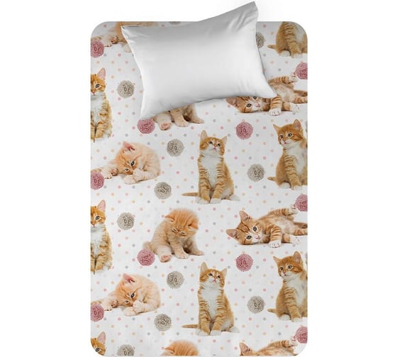 Простыня WENGE перкаль, 214x150 см, Kids 16084-1 Kitten orange 894758