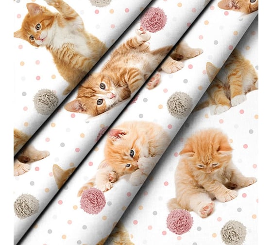 Простыня WENGE перкаль, 214x150 см, Kids 16084-1 Kitten orange 894758