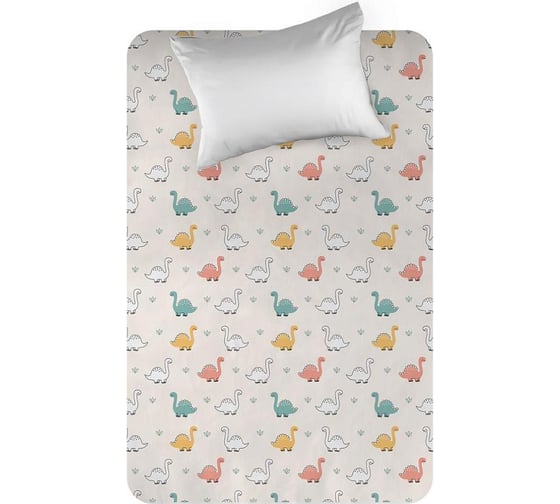 Простыня WENGE перкаль, 214x150 см, Kids 60083-1 Cute Dino 894764 1