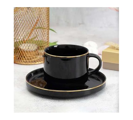 Чайная пара DOMENIK BLACK GOLD 200 мл DM3015