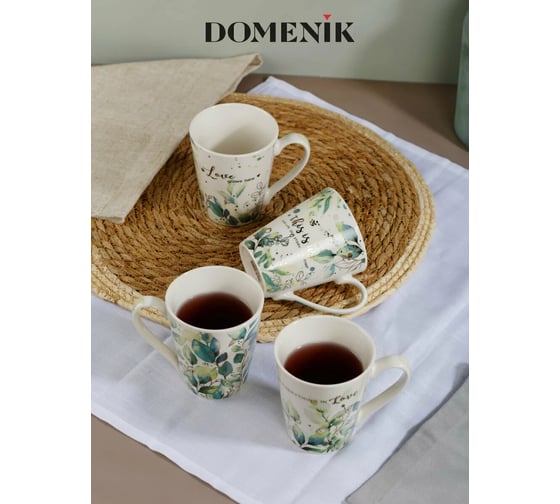 Набор кружек DOMENIK GREEN LEAFS 4 шт., 300 мл DMS005
