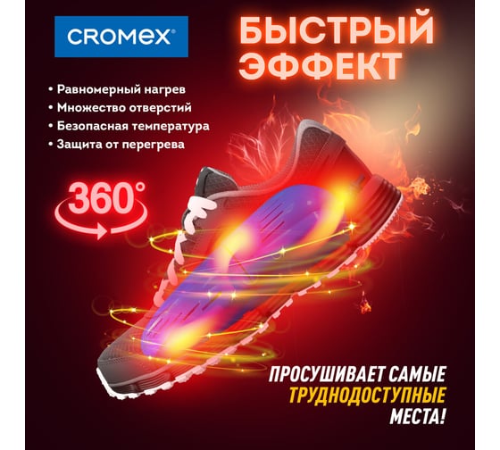 Сушилка для обуви электрическая, раздвижная ОФИСМАГ Cromex Sd4 12 Вт 456197