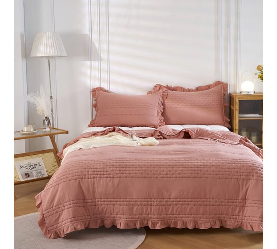 Покрывало Arya Home Arya Stone Washed Breeze 250x260 см, Розовый 8680943235381