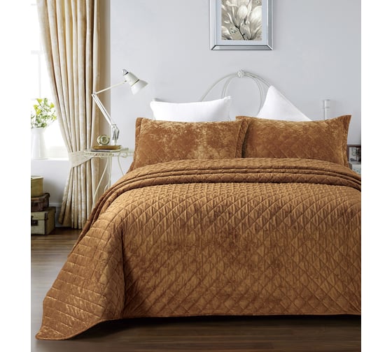 Покрывало Arya Home Arya Valentine 180x240 см, бархатное, с сумкой, Коричневый 8680943228628