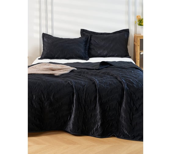 Покрывало Arya Home Arya Lady с вышивкой, 180x240 см, Черный 8680943235336