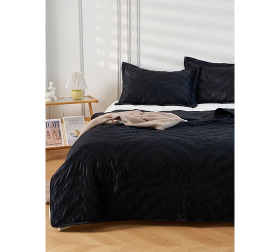 Покрывало Arya Home Arya Lady с вышивкой, 180x240 см, Черный 8680943235336