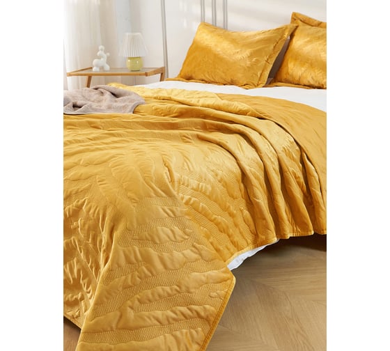 Покрывало Arya Home Arya Lady с вышивкой, 250x260 см, Горчичный 8680943235305