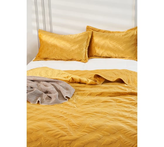 Покрывало Arya Home Arya Lady с вышивкой, 250x260 см, Горчичный 8680943235305