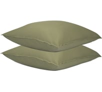 Набор из двух наволочек Tkano из сатина цвета шалфея с брашинг-эффектом из коллекции Essential, 70x70 см TK23-PC0002