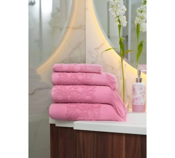 Полотенце Arya Home Arya Isabel Soft с бахромой, 30x50 см, Коралловый 8680943040763