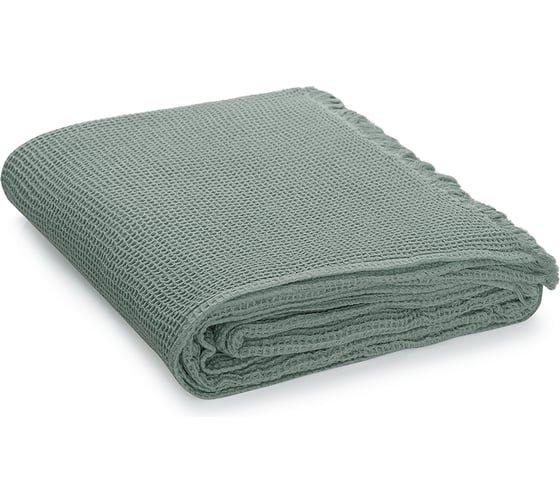 Покрывало вафельное Tkano из хлопка цвета шалфея из коллекции Essential, 180x250 см TK24-BS0003 1
