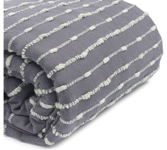 Покрывало Tkano из хлопка серого цвета с декоративной строчкой из коллекции Ethnic, 230x250 см TK19-BS0010