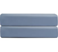 Простыня Tkano на резинке из сатина джинсово-синего цвета с брашинг-эффектом из коллекции Essential, 180x200x30 TK23-FS0004