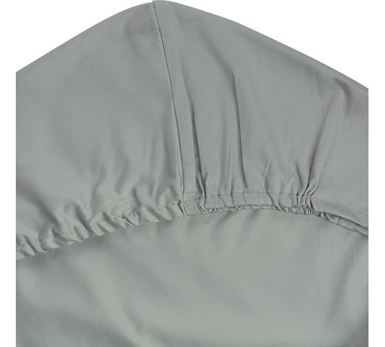 Простыня Tkano на резинке из сатина светло-серого цвета из коллекции Essential, 160x200x30 см TK19-FS0020
