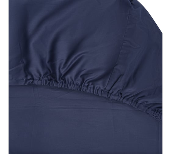 Простыня Tkano на резинке из сатина темно-синего цвета из коллекции Essential, 160x200x30 см TK19-FS0021