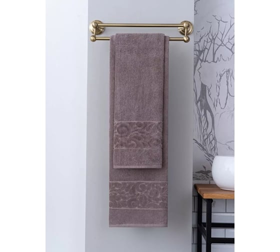 Полотенце Arya Home Arya Liber бархат, 70x140 см, Темно-Бежевый 8680943037527