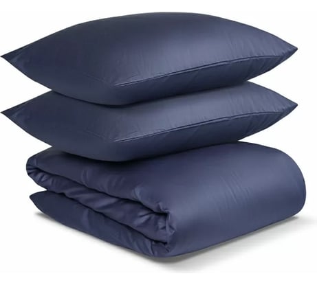 Комплект постельного белья двуспальный из сатина темно-синего цвета из коллекции Essential Tkano TK19-DC0019