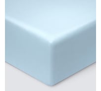 Простыня натяжная на резинке Ecotex Моноспейс сатин/хлопок, 90x200x23 ПРСС09/голубая