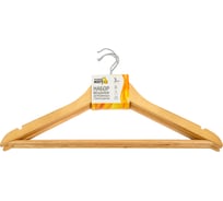 Набор деревянных вешалок с перекладиной Рыжий кот 3 шт, лак 007766