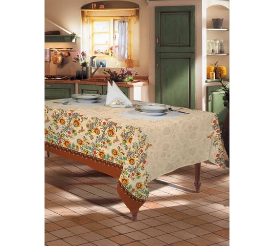 Скатерть Мастерская снов Мир вкуса 250x145, с МВО, Снежинка с1169шв 1