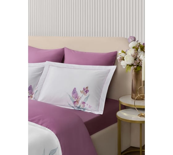Постельное белье Arya Home Arya Exclusive, 1.5-спальное, 160x220 Calantha Белый, Сиреневый 8680943210159