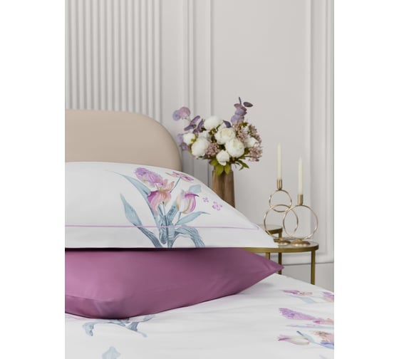 Постельное белье Arya Home Arya Exclusive, 1.5-спальное, 160x220 Calantha Белый, Сиреневый 8680943210159