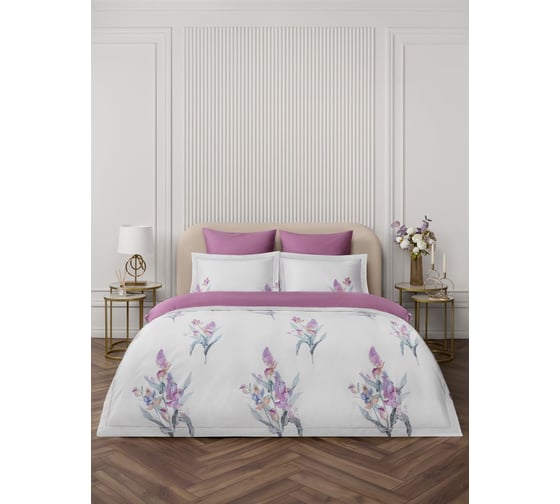 Постельное белье Arya Home Arya Exclusive, 2-спальное, 200x220 Calantha Белый, Сиреневый 8680943103635