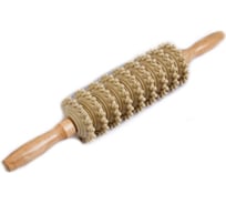 Массажёр для спины ONLITOP Скалка дерево, 9 колёс 38х7см беж 4564182