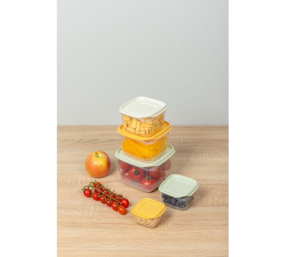 Комплект контейнеров для продуктов Phibo CLEVER 5 шт., 0,12 л + 0,25 л + 0,45 л + 0,75 л + 1,2 л, Микс 1 433160618