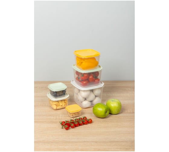 Комплект контейнеров для продуктов Phibo CLEVER 6 шт., 0,12 л + 0,25 л + 0,45 л + 0,75 л + 1,2 л + 2,0 л, Микс 1 433160518