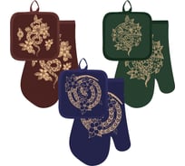 Прихватка с рукавицей МУЛЬТИДОМ "Гарафена", набор из 2-х предметов, 17x27, 3 цвета HN88-482