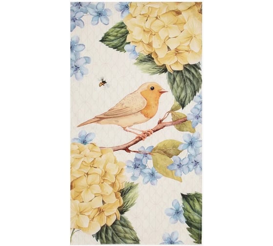 Полотенце Этель Гортензия 40x73 см, 100% хлопок, саржа 190 г/кв.м 10226796 1