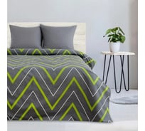 Комплект постельного белья Этель дуэт зелено-серые зигзаги 143х215- 2 шт, 220х240, 70х70-2 шт, поплин 125 г/кв.м 2565812