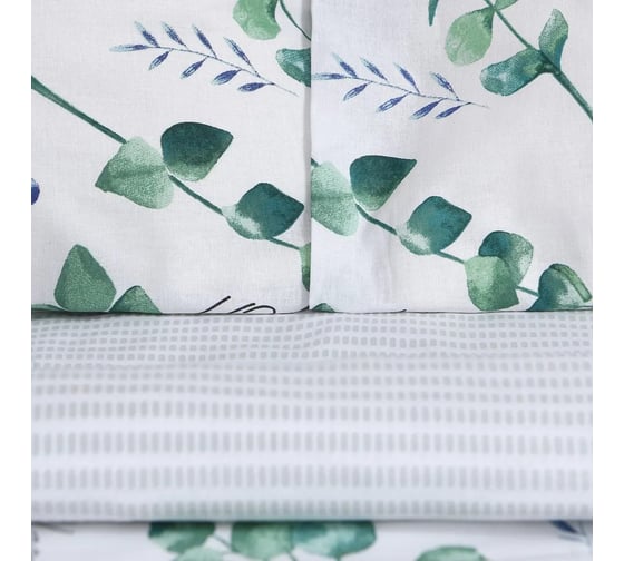 Комплект постельного белья Этель дуэт Eucalyptus 143х215 см-2 шт, 220х240 см, 70х70 см-2 шт, поплин 125 г/кв.м 4746231