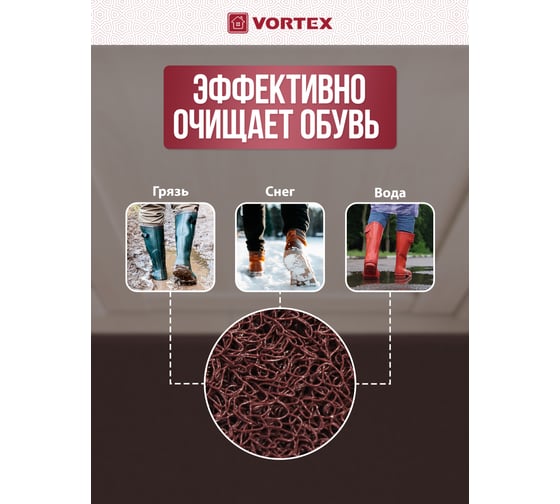 Коврик пористый VORTEX 50х70 см, коричневый 22188