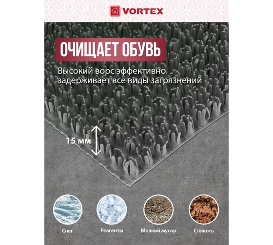 Коврик VORTEX 45x60 см ТРАВКА на противоскользящей основе 24103